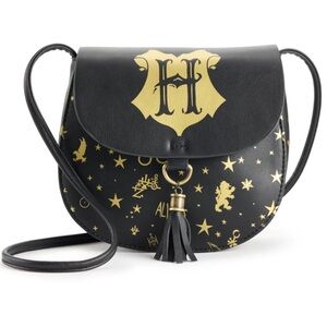 Harry Potter Hogwarts Celestial Black Foil Print Saddle‎ Bag